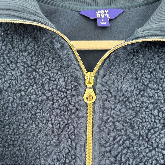 JoyLab Navy Blue Sherpa Quarter Zip Women’s Size Large Kangaroo Front Pocket - Picture 8 of 12
